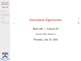 Generalized Eigenvectors