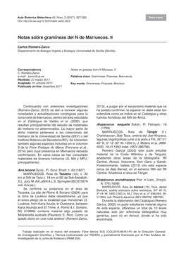 Notas Sobre Gramíneas Del N De Marruecos. II