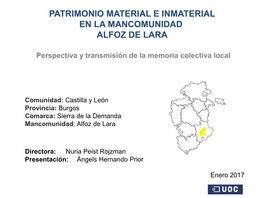 Patrimonio Material E Inmaterial En La Mancomunidad Alfoz De Lara