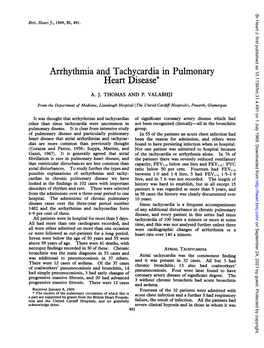 Arrhythmia and Tachycardia in Pulmonary Heart Disease*