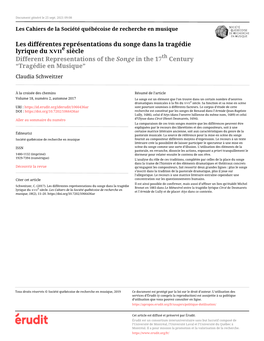 Les Différentes Représentations Du Songe Dans La Tragédie Lyrique Du Xviie Siècle