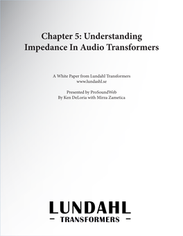 Chapter 5: Understanding Impedance in Audio Transformers