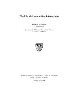 Models with Competing Interactions