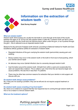 Information on the Extraction of Wisdom Teeth