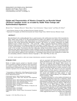 Origin and Characteristics of Massive Ground Ice on Herschel Island (Western Canadian Arctic) As Revealed by Stable Water Isotope and Hydrochemical Signatures