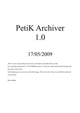 Petik Archiver 1.0