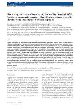 Revisiting the Ichthyodiversity of Java and Bali Through DNA Barcodes