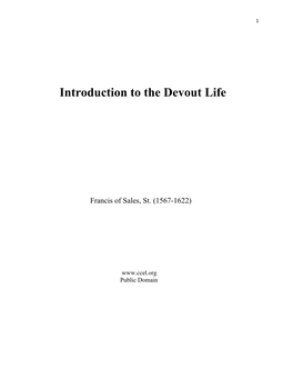 Introduction to the Devout Life by Francis of Sales