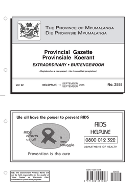 Provincial Gazette Provinsiale Koerant EXTRAORDINARY • BUITENGEWOON