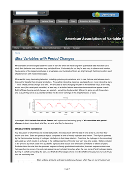 Mira Variables with Period Changes | AAVSO