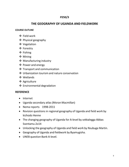 The Geography of Uganda and Fieldwork