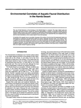 Environmental Correlates of Aquatic Faunal Distribution in the Namib Desert
