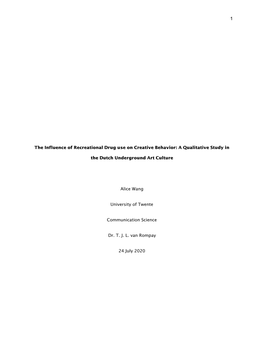 The Influence of Recreational Drug Use on Creative Behavior: a Qualitative Study In