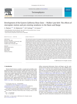 Development of the Eastern California Shear Zone — Walker Lane Belt: the Effects of Microplate Motion and Pre-Existing Weakness in the Basin and Range