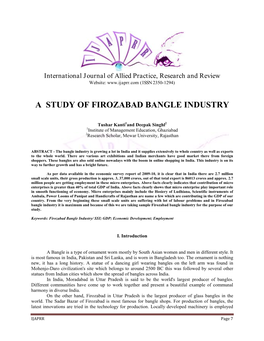 A Study of Firozabad Bangle Industry