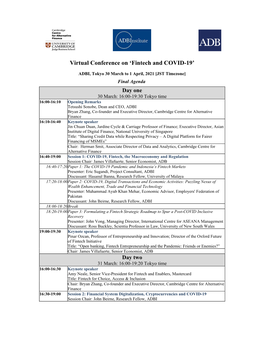 Virtual Conference on Fintech and COVID-19