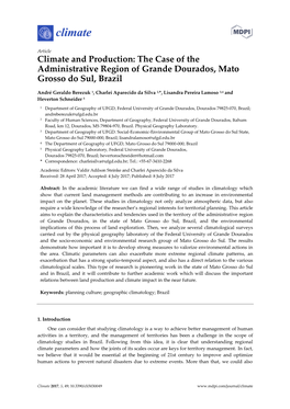 Type of the Paper Climate and Production: the Case of The