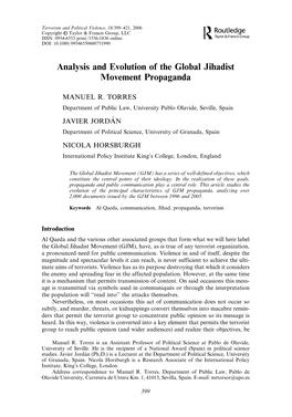 Analysis and Evolution of the Global Jihadist Movement Propaganda