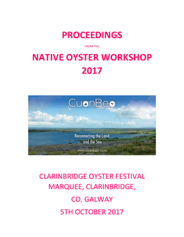 Proceedings Native Oyster Workshop 2017