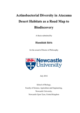 Actinobacterial Diversity in Atacama Desert Habitats As a Road Map to Biodiscovery