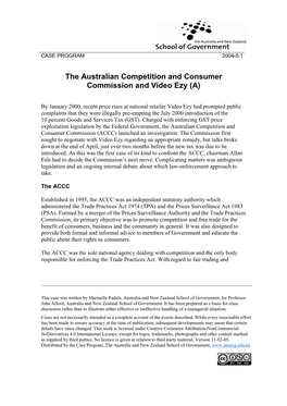 The Australian Competition and Consumer Commission and Video Ezy (A)
