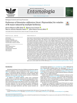 Preference of Neoseiulus Californicus (Acari: Phytoseiidae) for Volatiles