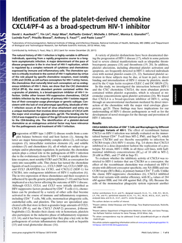 Identification of the Platelet-Derived Chemokine CXCL4/PF-4 As a Broad