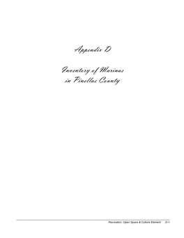 Appendix D Inventory of Marinas in Pinellas County