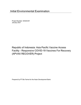 54425-001: Asia Pacific Vaccine Access Facility for Responsive