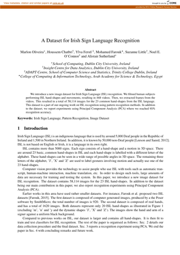 A Dataset for Irish Sign Language Recognition