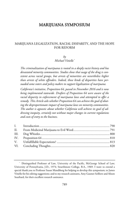 Marijuana Legalization, Racial Disparity, and the Hope for Reform