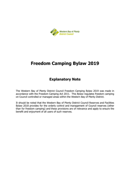 Freedom Camping Bylaw 2019