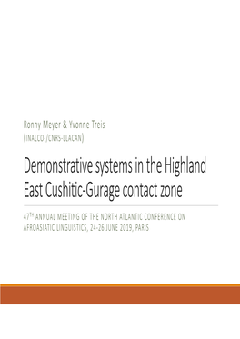 Demonstrative Systems in the Highland East Cushitic‐Gurage