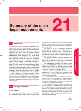 Summary of the Main Legal Requirements 21