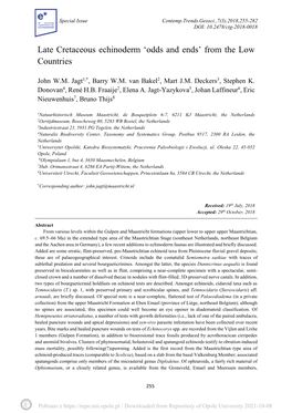 Late Cretaceous Echinoderm 'Odds and Ends' from the Low Countries