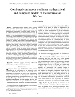 Combined Continuous Nonlinear Mathematical and Computer Models of the Information Warfare
