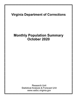 Monthly Population Summary October 2020