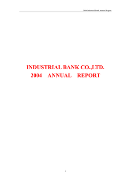 Industrial Bank Co.,Ltd. 2004 Annual Report