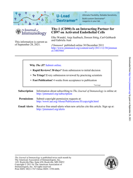 CD97 on Activated Endothelial Cells Thy-1 (CD90) Is an Interacting