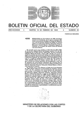 Boletin Oficial Del Estado Año Cccxxxiii • Martes 16 De Febrero De 1993