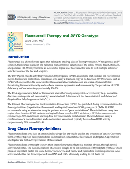 Fluorouracil Therapy and DPYD Genotype