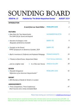 'The British Harpsichord Society' AUGUST 2019