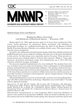 Epidemiologic Notes and Reports Respiratory Illness