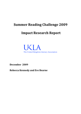 Summer Reading Challenge – Impact on Children's Reading