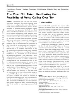 Re-Thinking the Feasibility of Voice Calling Over Tor