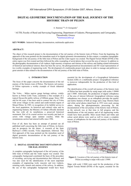 Digital Geometric Documentation of the Rail Journey of the Historic Train of Pelion