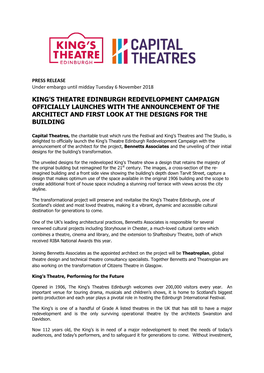 King's Theatre Edinburgh Redevelopment Campaign