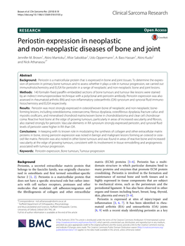 Periostin Expression in Neoplastic and Non-Neoplastic Diseases of Bone