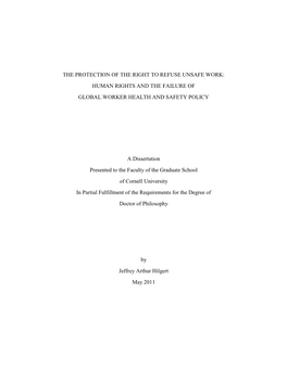 The Protection of the Right to Refuse Unsafe Work: Human Rights and the Failure of Global Worker Health and Safety Policy