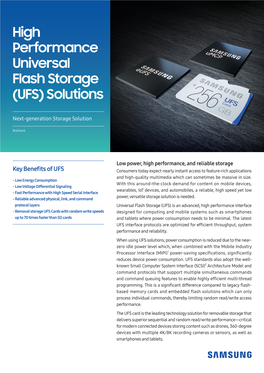 High Performance Universal Flash Storage (UFS) Solutions